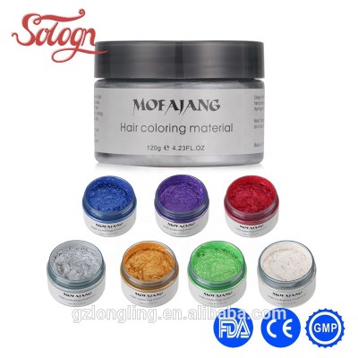 Professional Black hair wax private label washable hair color wax with 8colors